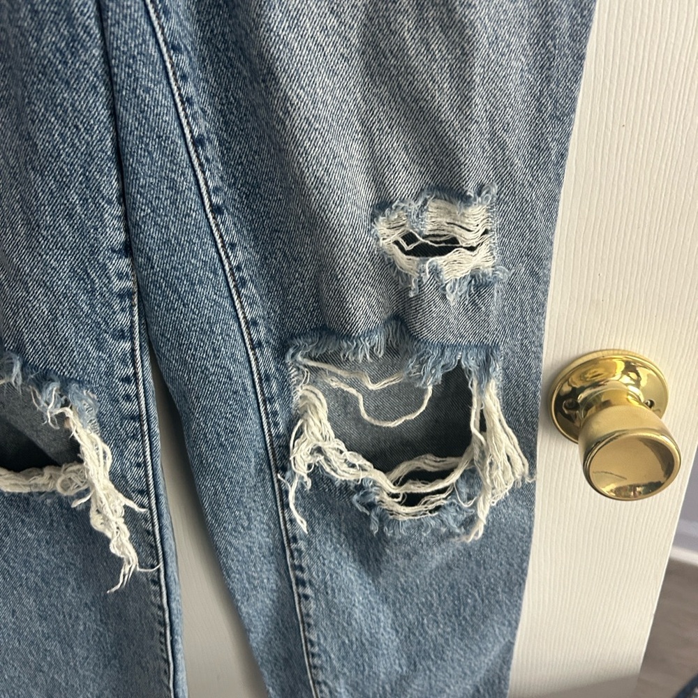 PacSun High Rise Straight Distressed Blue Denim Jeans Size 25 - Picture 4 of 12